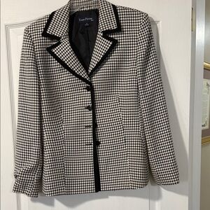 Evan Picone Black and White Checkered Blazer